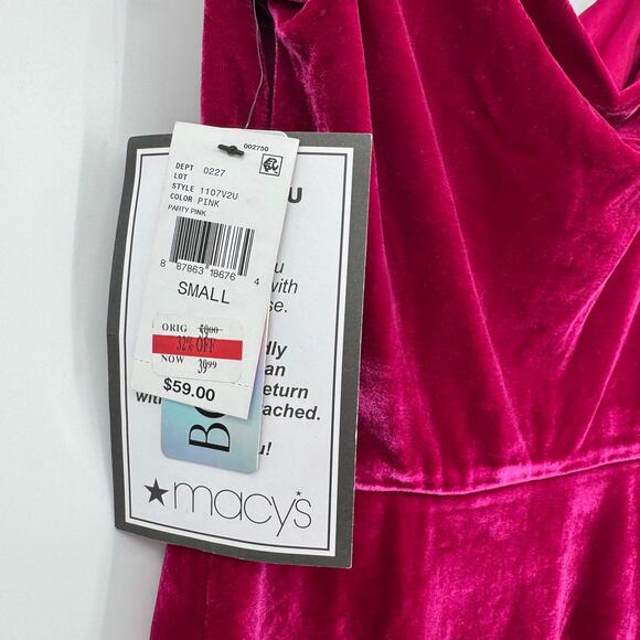 BCX Junior Velvet PinkCocktail Party Mini Dress Cold Shoulder Small NWT - Picture 9 of 11